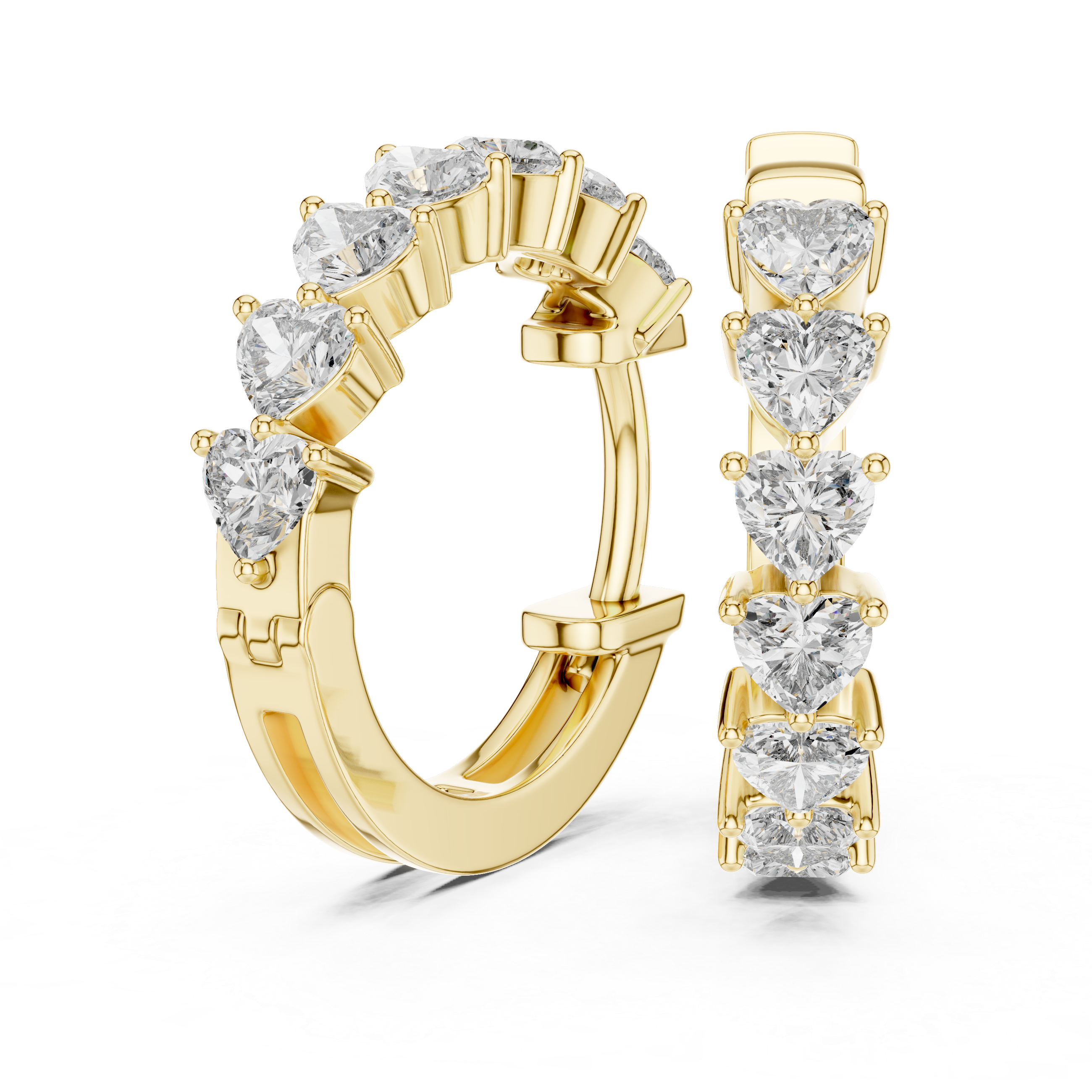 Heart Diamond Hoops